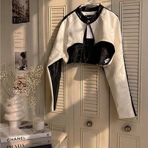 Cropped Two-Tone White and Black Jacket